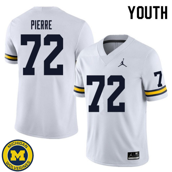 Youth Michigan Wolverines #72 Elijah Pierre White College Game Jersey